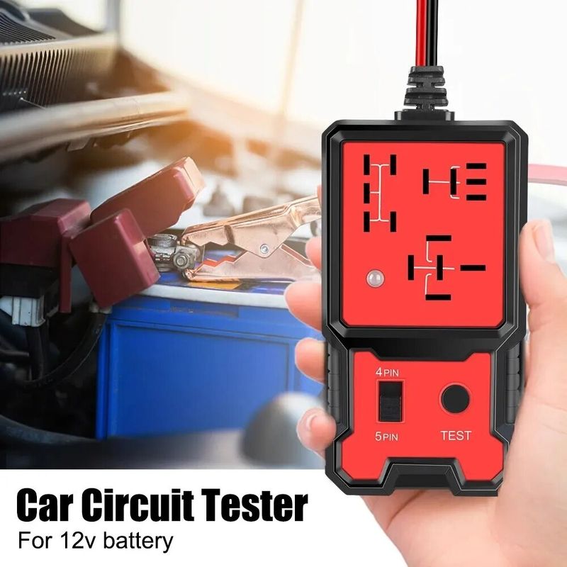 Auto si Moto - Reparatii si depanare - Scule auto - Testere si multimetre - Tester pentru Relee Auto cu Indicator LED, Techstar® CNBJ707, Compatibil 4 si 5 Pini - Infinity.ro