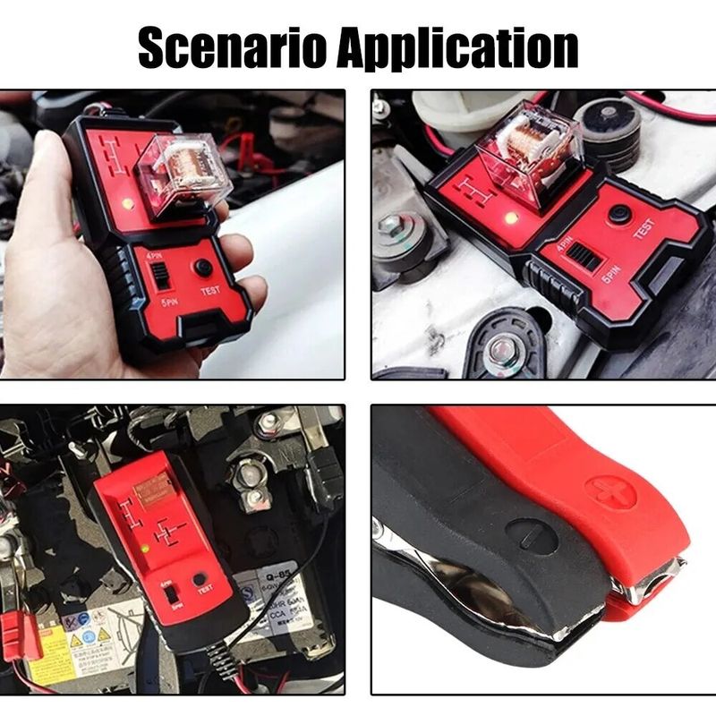 Auto si Moto - Reparatii si depanare - Scule auto - Testere si multimetre - Tester pentru Relee Auto cu Indicator LED, Techstar® CNBJ707, Compatibil 4 si 5 Pini - Infinity.ro