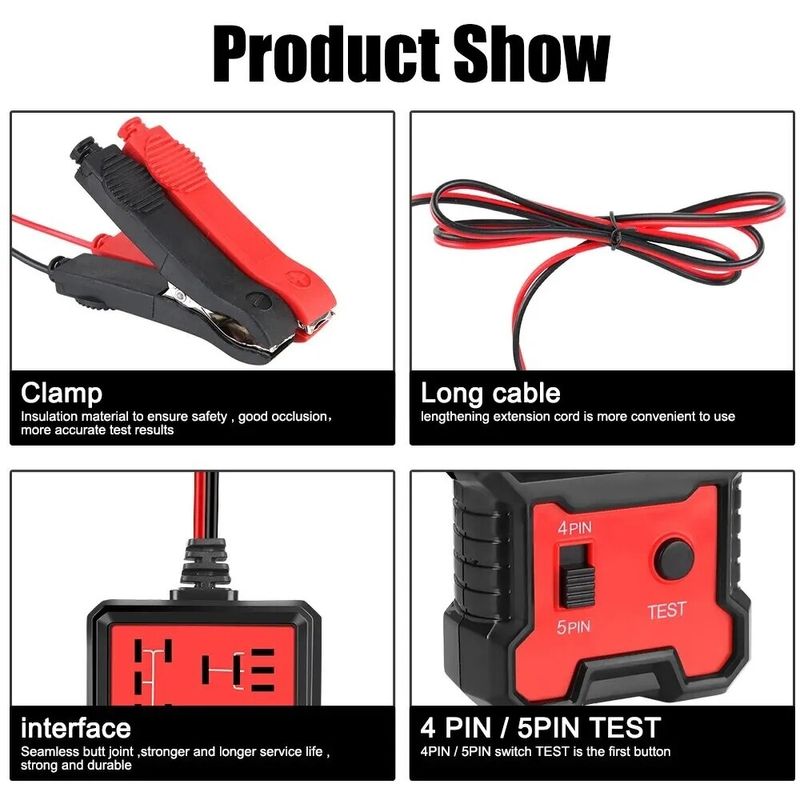 Auto si Moto - Reparatii si depanare - Scule auto - Testere si multimetre - Tester pentru Relee Auto cu Indicator LED, Techstar® CNBJ707, Compatibil 4 si 5 Pini - Infinity.ro