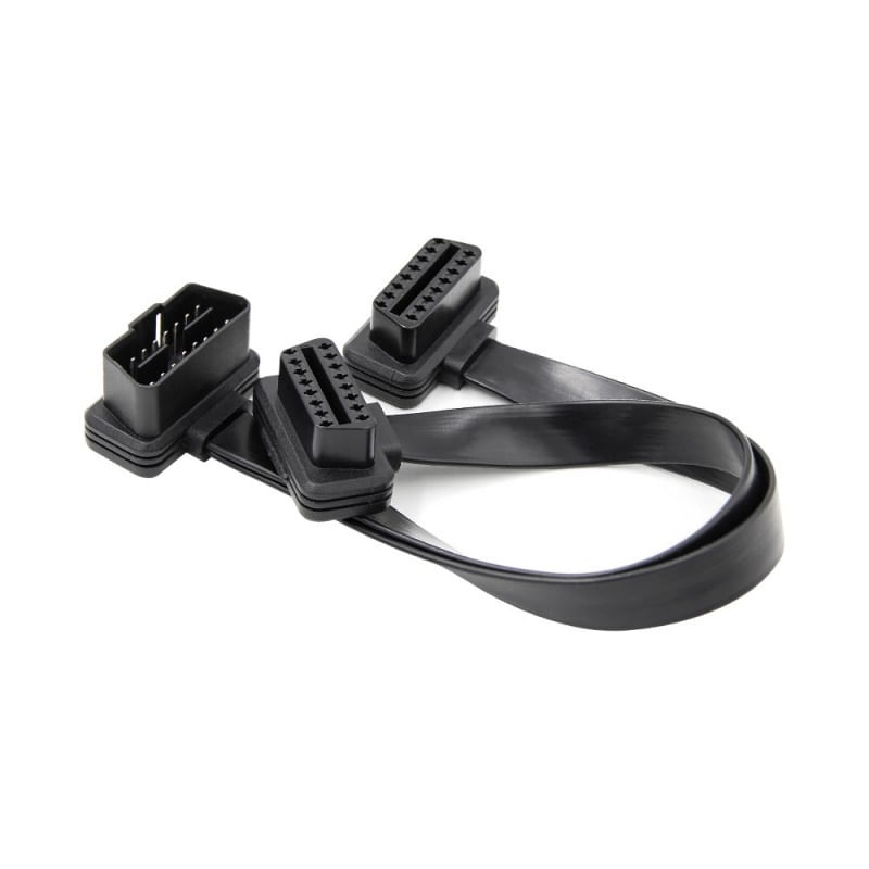 Auto si Moto - Reparatii si depanare - Sisteme de diagnoza - Prelungitor Cablu Techstar®, Adaptor Auto 2 in 1 la OBD2 16 Pin, 30cm - Infinity.ro