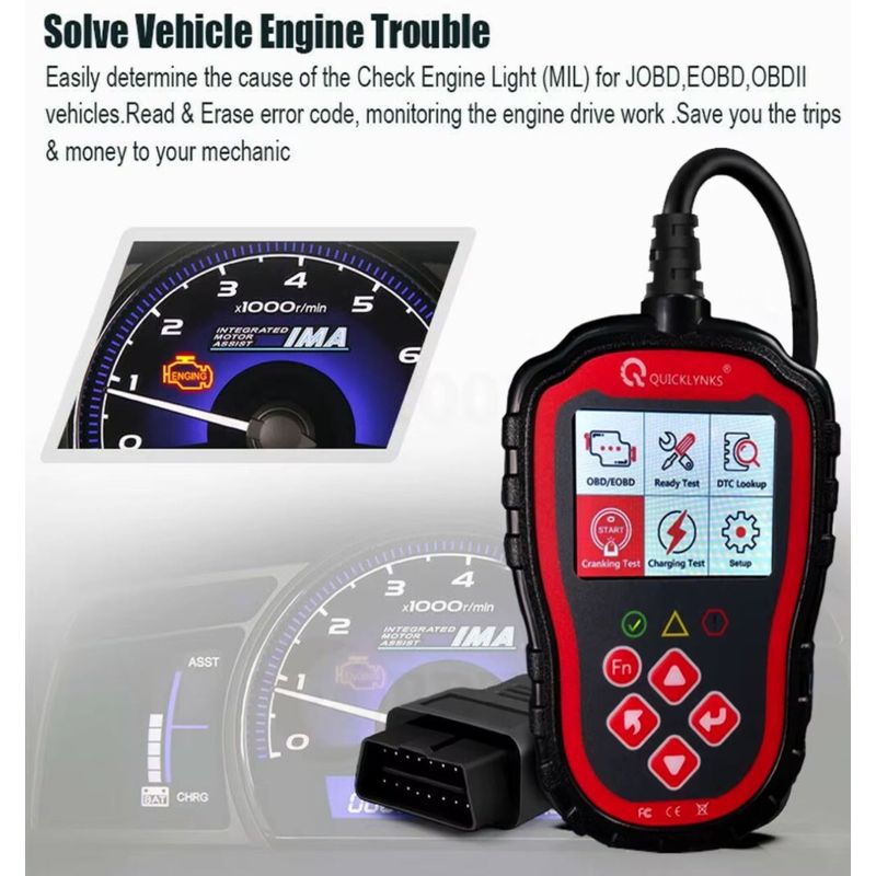 Auto si Moto - Reparatii si depanare - Sisteme de diagnoza - Tester Auto Profesional OBD2 QUICKLYNKS T41, cu Cititor Coduri de Eroare, Diagnoza Motor si Scanare Completa - Infinity.ro