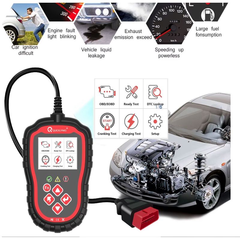 Auto si Moto - Reparatii si depanare - Sisteme de diagnoza - Tester Auto Profesional OBD2 QUICKLYNKS T41, cu Cititor Coduri de Eroare, Diagnoza Motor si Scanare Completa - Infinity.ro