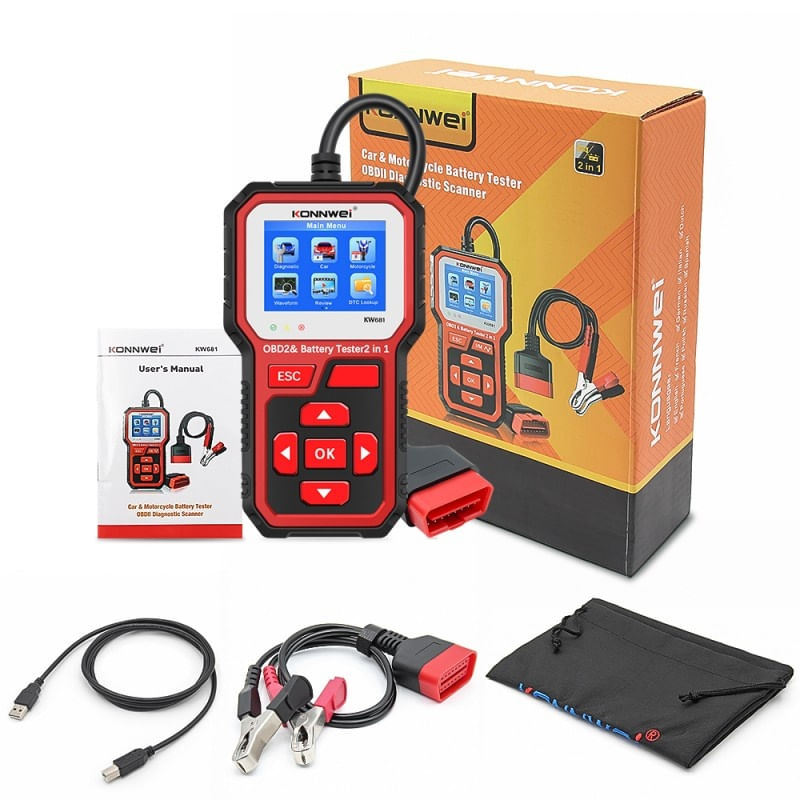 Auto si Moto - Reparatii si depanare - Sisteme de diagnoza - Diagnoza si Tester Baterie Auto 2in1 Konnwei KW681, 6V si 12V, Bluetooth 5.0 Testare Tensiune, Pornire la Rece - Infinity.ro