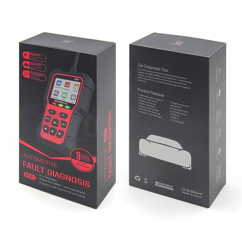 Auto si Moto - Reparatii si depanare - Sisteme de diagnoza - Tester Diagnoza Multimarca Techstar V521, Scanner OBD2 EOBD CAN, Citeste peste 4000 coduri eroare, ARM 32-bit Cortex-M - Infinity.ro