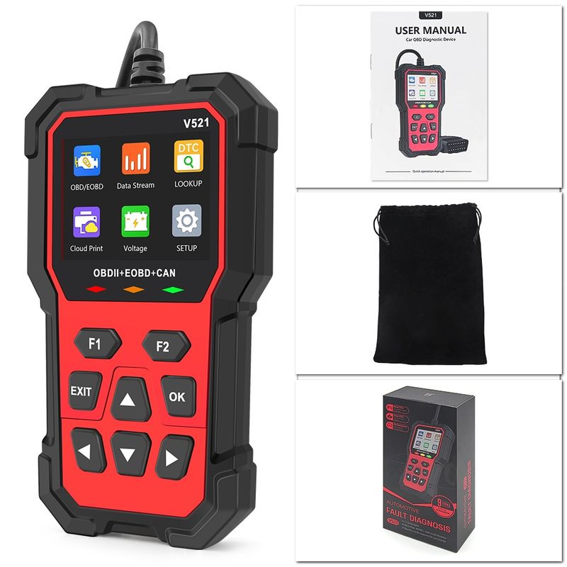 Auto si Moto - Reparatii si depanare - Sisteme de diagnoza - Tester Diagnoza Multimarca Techstar V521, Scanner OBD2 EOBD CAN, Citeste peste 4000 coduri eroare, ARM 32-bit Cortex-M - Infinity.ro