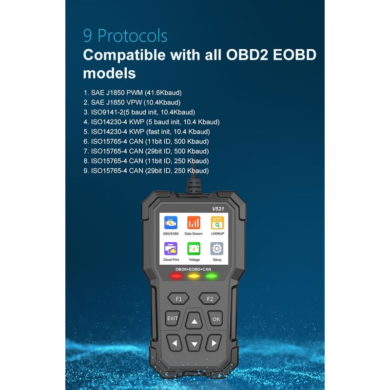 Auto si Moto - Reparatii si depanare - Sisteme de diagnoza - Tester Diagnoza Multimarca Techstar V521, Scanner OBD2 EOBD CAN, Citeste peste 4000 coduri eroare, ARM 32-bit Cortex-M3 - Infinity.ro