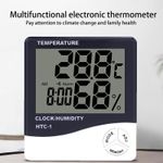 TV, Audio-Video si Foto - Optica, astronomie si metrologie - Meteorologie - Termometre Meteo - Termometru si higrometru digital de camera Techstar® HTC-1, afisare Ora, Temperatura, Umiditate, Alb - Infinity.ro