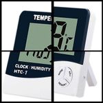 TV, Audio-Video si Foto - Optica, astronomie si metrologie - Meteorologie - Termometre Meteo - Termometru si higrometru digital de camera Techstar® HTC-1, afisare Ora, Temperatura, Umiditate, Alb - Infinity.ro