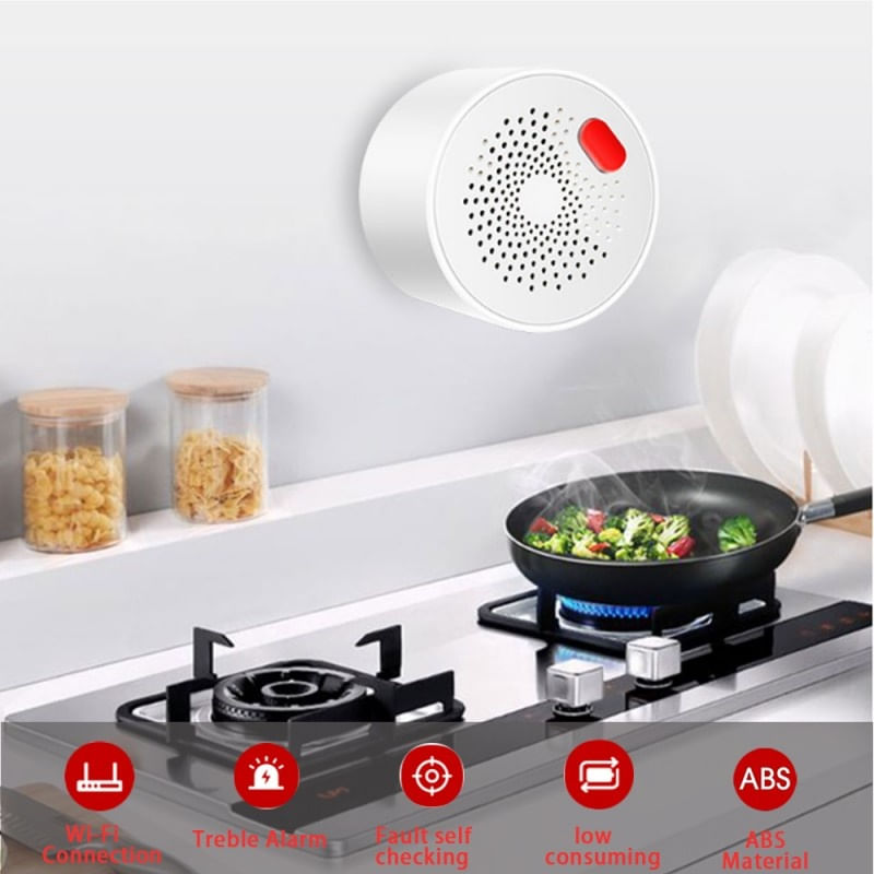 Casa si Gradina - Electrice - Smart Home - Centrale si module smart home - Detector de scurgeri de gaz inteligent Techstar®, Wi-Fi, Notificari in Aplicatiile Tuya si SmartLife, Alarma inclusa - Infinity.ro