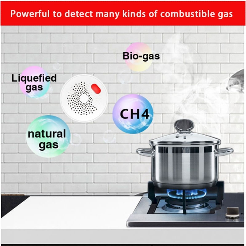 Casa si Gradina - Electrice - Smart Home - Centrale si module smart home - Detector de scurgeri de gaz inteligent Techstar®, Wi-Fi, Notificari in Aplicatiile Tuya si SmartLife, Alarma inclusa - Infinity.ro