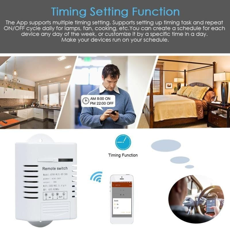 Casa si Gradina - Electrice - Smart Home - Centrale si module smart home - Comutator inteligent WiFi Techstar®, 16A, Smart Home, Compatibil cu iOS si Android, Smart Life si control vocal prin - Infinity.ro