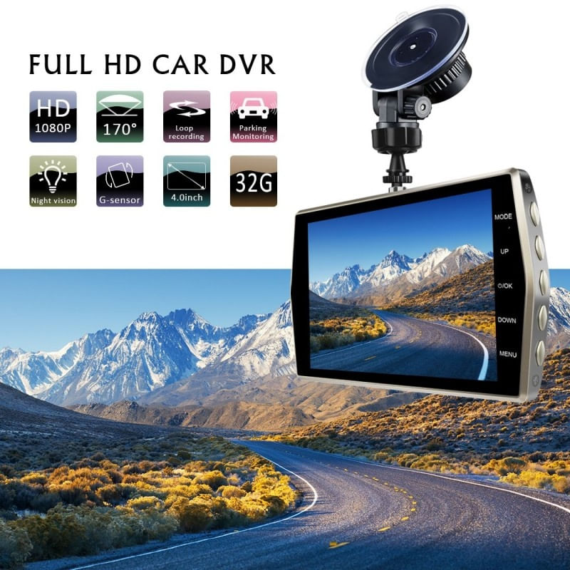 Auto si Moto - Electronice auto - Camere auto si DVR - Camera Video Auto DVR Dubla FullHD Techstar® T667 Unghi 170° Display 4", Senzori Miscare si Night Vision - Infinity.ro