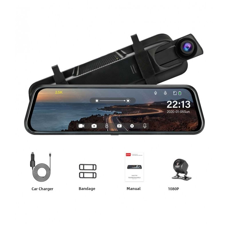 Auto si Moto - Electronice auto - Camere auto si DVR - Camera Tip Oglinda Techstar® Z78, Dubla, Night Vision, Inregistrare Ciclica, Camera Marsarier, Rezolutie 2K si 1080P - Infinity.ro