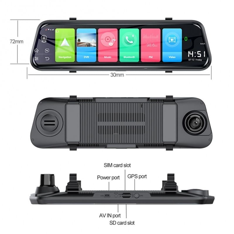 Auto si Moto - Electronice auto - Camere auto si DVR - Camera Auto Dubla Tip Oglinda Techstar® Z9 Plus, Android 8.1, 4G si WiFi, 9.66" IPS Touch Full HD, Hotspot, ADAS, GPS - Infinity.ro