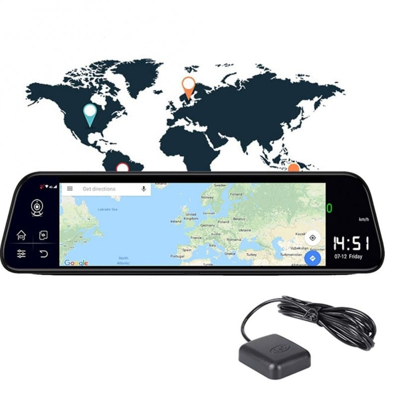 Auto si Moto - Electronice auto - Camere auto si DVR - Camera Auto Dubla Tip Oglinda Techstar® Z9 Plus, Android 8.1, 4G si WiFi, 9.66" IPS Touch Full HD, Hotspot, ADAS, GPS - Infinity.ro