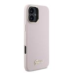 Laptop, Telefoane si Tablete - Telefoane mobile si accesorii - Accesorii Telefoane - Huse telefoane - Husa pentru iPhone 16 Plus - Guess Silicone Script Metal Logo & Frame (GUHCP16MSMBSLP) - Roz - Infinity.ro