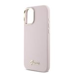 Laptop, Telefoane si Tablete - Telefoane mobile si accesorii - Accesorii Telefoane - Huse telefoane - Husa pentru iPhone 16 Plus - Guess Silicone Script Metal Logo & Frame (GUHCP16MSMBSLP) - Roz - Infinity.ro