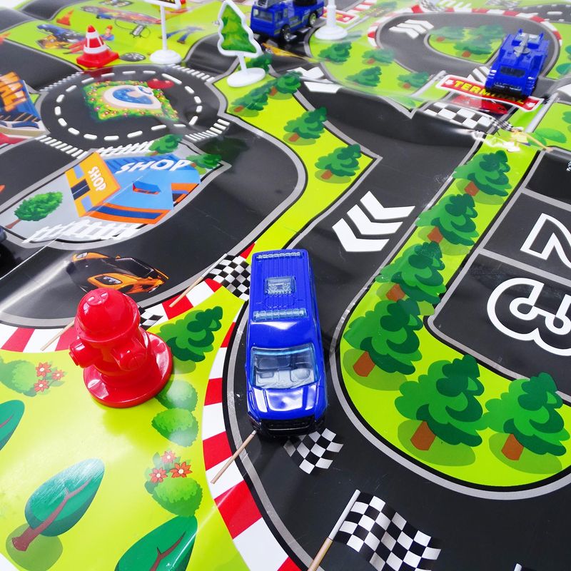 Jucarii, Copii si Bebe - Jucarii si jocuri - Seturi de constructie si cuburi - Seturi de constructie - Set constructie Avion Albastru, cu 4 Masinute, Accesorii si Surubelnita, SALAMANDRA KIDS® - Infinity.ro