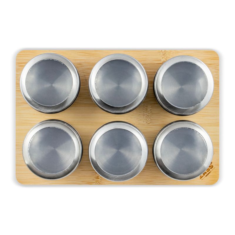 Casa si Gradina - Bucatarie si vesela - Ustensile bucatarie - Rasnite si dozatoare condimente - Set Recipiente condimente cu suport magnetic, 7 piese ZASS Gourmet ZG-MSR 01, 6.3 x 4 cm, 100 ml, Argintiu - Infinity.ro