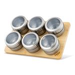 Casa si Gradina - Bucatarie si vesela - Ustensile bucatarie - Rasnite si dozatoare condimente - Set Recipiente condimente cu suport magnetic, 7 piese ZASS Gourmet ZG-MSR 01, 6.3 x 4 cm, 100 ml, Argintiu - Infinity.ro