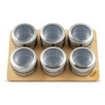 Casa si Gradina - Bucatarie si vesela - Ustensile bucatarie - Rasnite si dozatoare condimente - Set Recipiente condimente cu suport magnetic, 7 piese ZASS Gourmet ZG-MSR 01, 6.3 x 4 cm, 100 ml, Argintiu - Infinity.ro