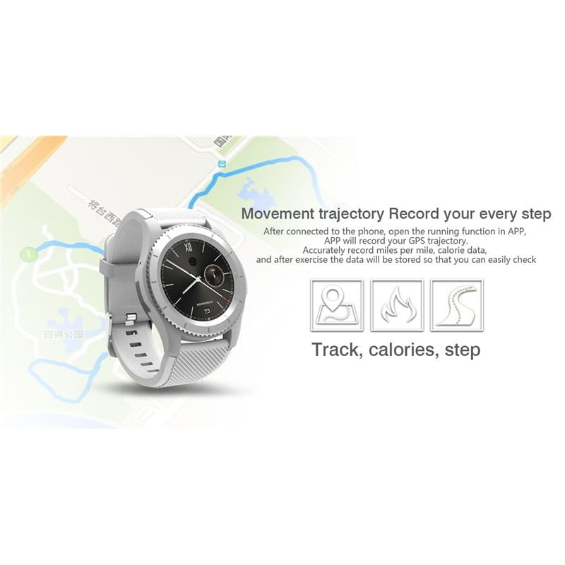 Laptop, Telefoane si Tablete - Wearables si gadgeturi - Wearables - Smartwatch-uri - Ceas Smartwatch Techstar® DT No.1 G8, MTK2502, Bluetooth 4.0, SIM, Notificari, Monitorizare Puls, Culoare Alb - Infinity.ro