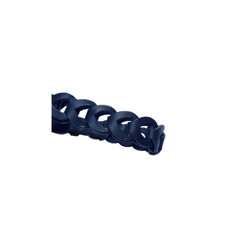 Petshop - Accesorii petshop - Zgarzi, lese si hamuri - Zgarzi - Zgarda bleumarin impletita, din piele naturala, pentru caini 60X3 cm - Infinity.ro