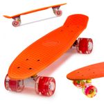Sport si Outdoor - Role, trotinete si skateboard - Placi de rulat - Skateboard - Skateboard Penny Board pentru copii cu roti din cauciuc, iluminate LED, culoare Orange - Infinity.ro