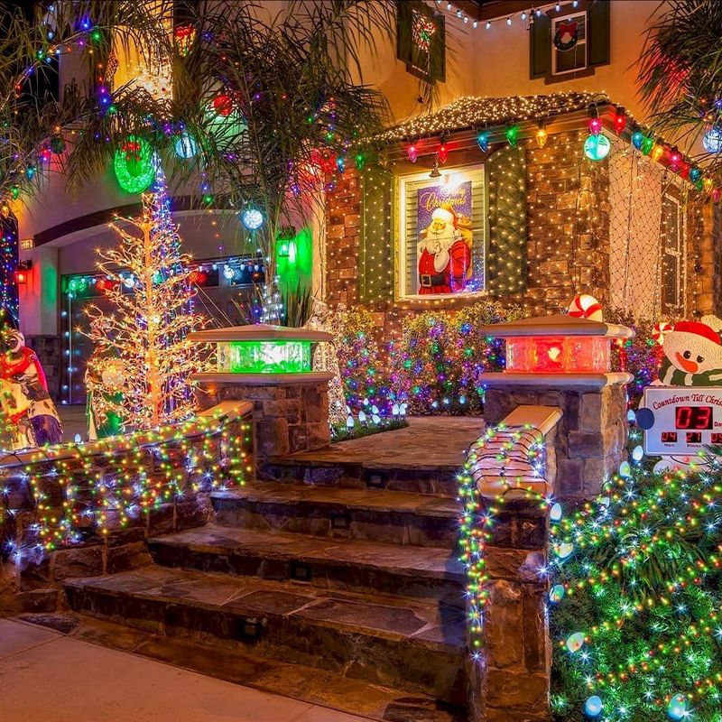 Casa si Gradina - Corpuri si surse de iluminat - Iluminat exterior - Instalatii luminoase exterior - Set 2 x Instalatie LED Liniara, pentru Craciun,  160 LED-uri, 20m, Exterior-Interio - Infinity.ro