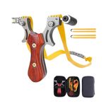 Sport si Outdoor - Camping - Accesorii camping si drumetii - Prastie cu laser, metalic, 12 cm, boloboc, maner lemn, maro, husa inclusa - Infinity.ro