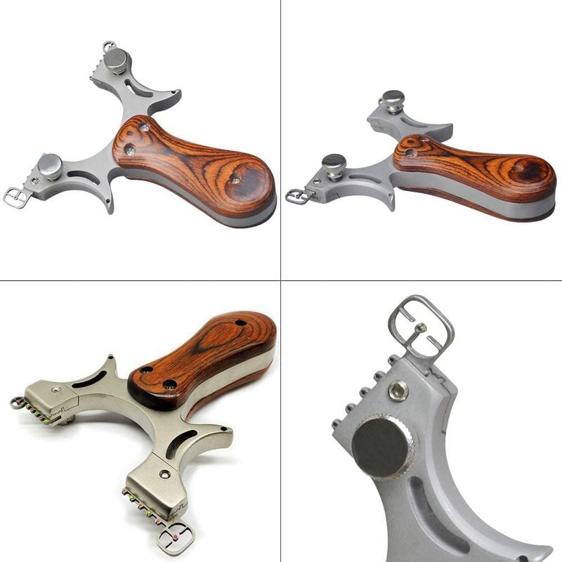 Sport si Outdoor - Accesorii si echipamente sportive - Sporturi de precizie - Set prastie cu laser si 100 bile metalice, 11.5 cm, boloboc, maner lemn, maro - Infinity.ro