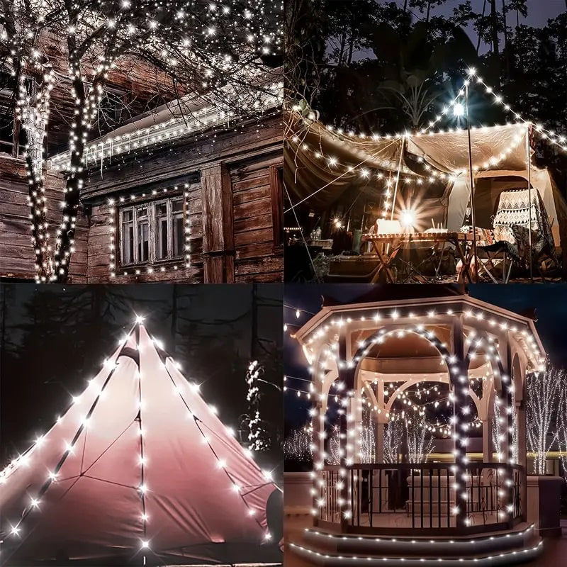 Casa si Gradina - Corpuri si surse de iluminat - Iluminat exterior - Instalatii luminoase exterior - Instalatie LED Liniara, pentru Craciun, 400 LED-uri, 50m, Exterior-Interior, IP44, Jocuri de Lumini, 4 Culori - Albastru - Infinity.ro