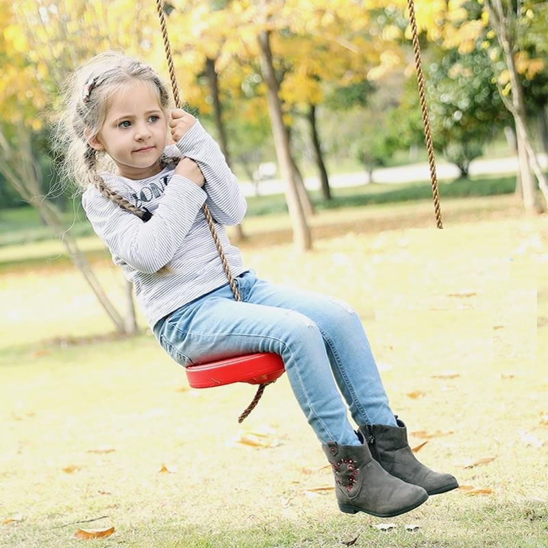 Jucarii, Copii si Bebe - Jucarii si jocuri - Jucarii de exterior - Leagane copii - Leagan pentru copii din plastic, Stabil si Usor, Franghie Inclusa, Rezistent 75kg, Rosu - Infinity.ro