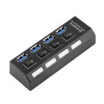 PC, gaming si accesorii - Retelistica - Hub-uri - USB Hub Techstar® HB4, 3.0 High Speed, 4 Port USB 3.0, Buton On/Off, Conexiune USB 3.0 de mare viteza, USB - Infinity.ro
