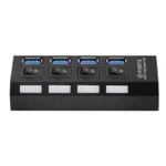 PC, gaming si accesorii - Retelistica - Hub-uri - USB Hub Techstar® HB4, 3.0 High Speed, 4 Port USB 3.0, Buton On/Off, Conexiune USB 3.0 de mare viteza, USB - Infinity.ro