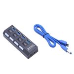 PC, gaming si accesorii - Retelistica - Hub-uri - USB Hub Techstar® HB4, 3.0 High Speed, 4 Port USB 3.0, Buton On/Off, Conexiune USB 3.0 de mare viteza, USB - Infinity.ro