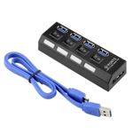 PC, gaming si accesorii - Retelistica - Hub-uri - USB Hub Techstar® HB4, 3.0 High Speed, 4 Port USB 3.0, Buton On/Off, Conexiune USB 3.0 de mare viteza, USB - Infinity.ro