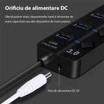 PC, gaming si accesorii - Retelistica - Hub-uri - Hub USB cu 4 porturi Techstar® HUBA0701, 1 x USB 3.0, 3 x USB 2.0, indicator LED pentru putere, comutator independent - Infinity.ro