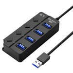 PC, gaming si accesorii - Retelistica - Hub-uri - Hub USB cu 4 porturi Techstar® HUBA0701, 1 x USB 3.0, 3 x USB 2.0, indicator LED pentru putere, comutator independent - Infinity.ro