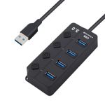 PC, gaming si accesorii - Retelistica - Hub-uri - Hub USB cu 4 porturi Techstar® HUBA0701, 1 x USB 3.0, 3 x USB 2.0, indicator LED pentru putere, comutator independent - Infinity.ro