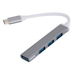 PC, gaming si accesorii - Retelistica - Hub-uri - USB HUB Techstar® Diviso, USB Type-C la 4 x USB 3.0, Aluminium, Compact, Usor, OTG, Argintiu - Infinity.ro