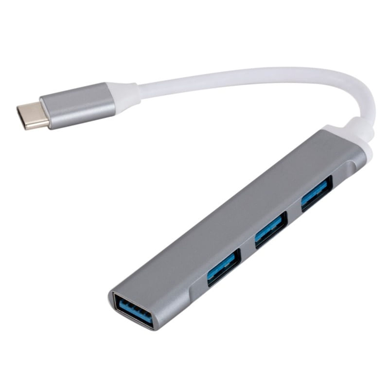 PC, gaming si accesorii - Retelistica - Hub-uri - USB HUB Techstar® Diviso, USB Type-C la 4 x USB 3.0, Aluminium, Compact, Usor, OTG, Argintiu - Infinity.ro