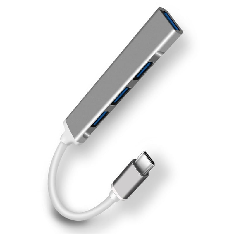 PC, gaming si accesorii - Retelistica - Hub-uri - USB HUB Techstar® Diviso, USB Type-C la 4 x USB 3.0, Aluminium, Compact, Usor, OTG, Argintiu - Infinity.ro