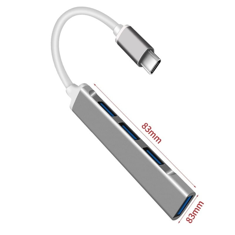 PC, gaming si accesorii - Retelistica - Hub-uri - USB HUB Techstar® Diviso, USB Type-C la 4 x USB 3.0, Aluminium, Compact, Usor, OTG, Argintiu - Infinity.ro