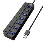 PC, gaming si accesorii - Retelistica - Hub-uri - Hub USB cu 7 porturi Techstar® HUBA2401, 7 x USB 2.0, indicator LED pentru putere, comutator independent, Negru - Infinity.ro