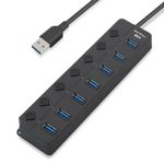 PC, gaming si accesorii - Retelistica - Hub-uri - Hub USB cu 7 porturi Techstar® HUBA2401, 7 x USB 2.0, indicator LED pentru putere, comutator independent, Negru - Infinity.ro