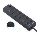 PC, gaming si accesorii - Retelistica - Hub-uri - USB Hub Techstar® HB7, 3.0 High Speed, 7 Port USB 3.0, Buton On/Off, Conexiune USB 3.0 de mare viteza - Infinity.ro