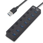PC, gaming si accesorii - Retelistica - Hub-uri - USB Hub Techstar® HB7, 3.0 High Speed, 7 Port USB 3.0, Buton On/Off, Conexiune USB 3.0 de mare viteza - Infinity.ro