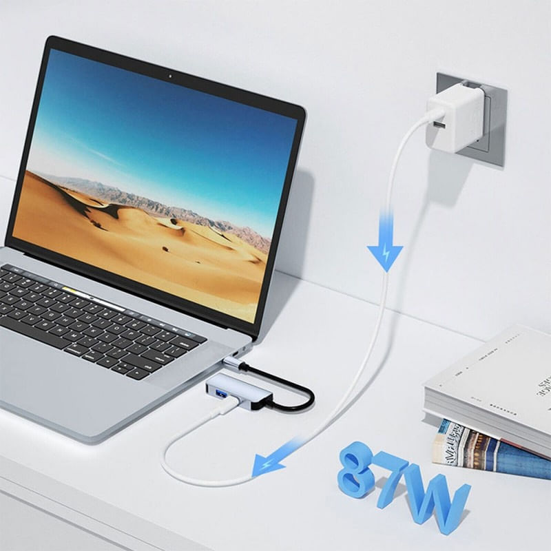 TV, Audio-Video si Foto - Accesorii TV si audio - Cabluri si adaptoare audio - Adaptor multifunctional 3 in 1 USB-C la HDMI Techstar® CYC3IN1, HDMI 4K, 1 x USB 3.0, Compatibil MacBook Air si MacBook - Infinity.ro