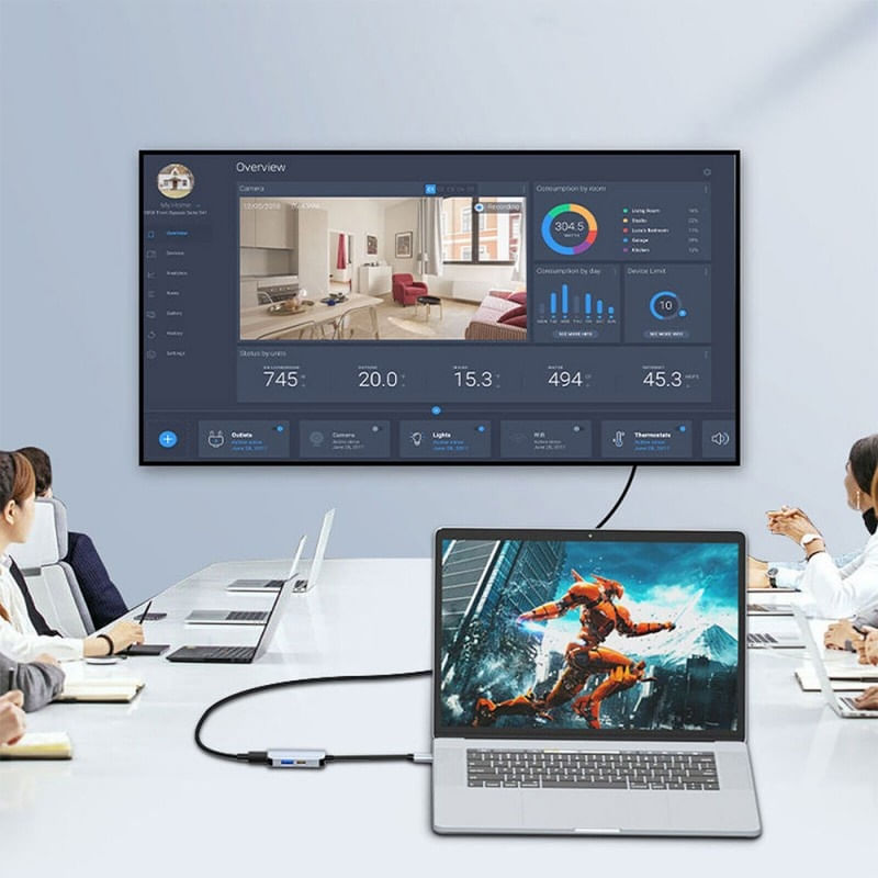 TV, Audio-Video si Foto - Accesorii TV si audio - Cabluri si adaptoare audio - Adaptor multifunctional 3 in 1 USB-C la HDMI Techstar® CYC3IN1, HDMI 4K, 1 x USB 3.0, Compatibil MacBook Air si MacBook - Infinity.ro